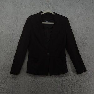 Madewell Blazer Womens 6‎ Black Modern Collarless Single Button Lined Workwear